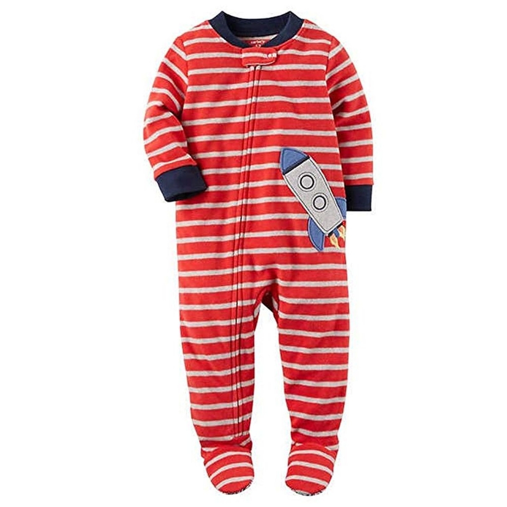 Carter's Red and Blue Footies with Cozy Fleece Fabric